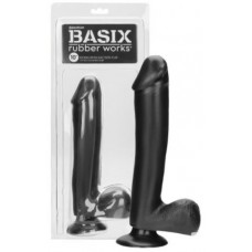 Черный фаллос США Basix Rubber Works Black N 10 - 26 см