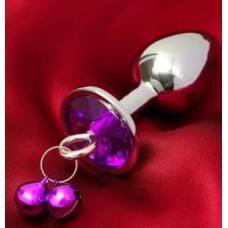 Анальная ювелирка сталь S фиолетовая с колокольчиками