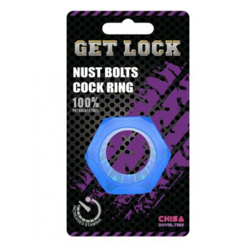 Эрекционное кольцо Nust Bolts Cock Ring-Blue