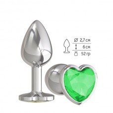 Анальная ювелирка с зеленым кристаллом-сердцем M
