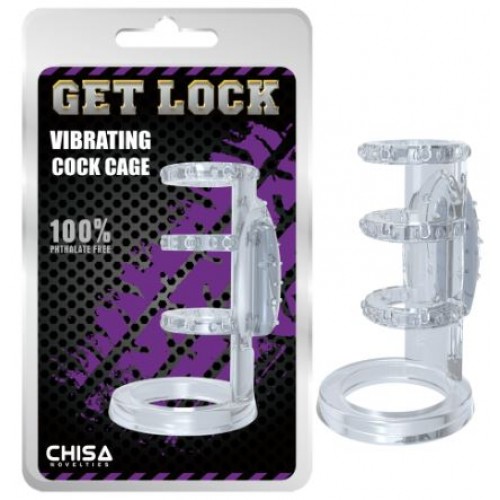 Насадка с вибро Vibrating Cock Cage-Clear 7.6 х 2